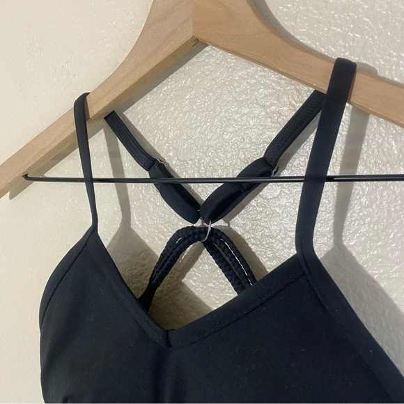 Bombshell Sportswear BRAID BACK Silver Ring Sexy SPORTS BRA in Black Fit Size S - Picture 2 of 9